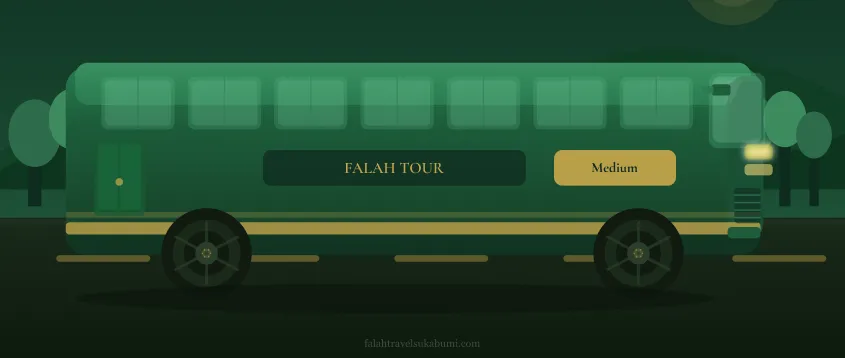 Ilustrasi bus medium Falah Tour tahun 2025 dan 2026